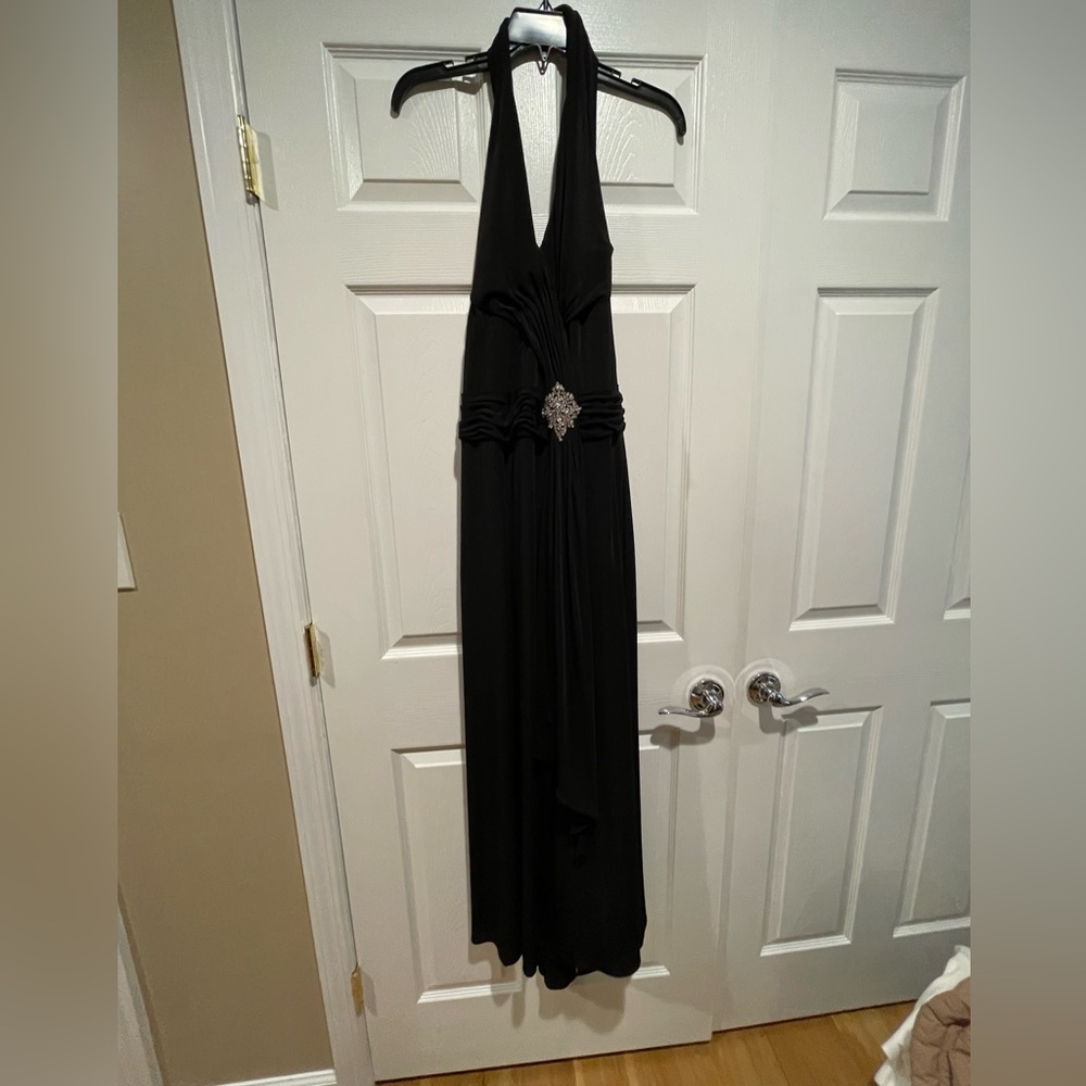 Alyce Designs Black Halter cocktail party dress/gown Wedding. Mother bride/groom